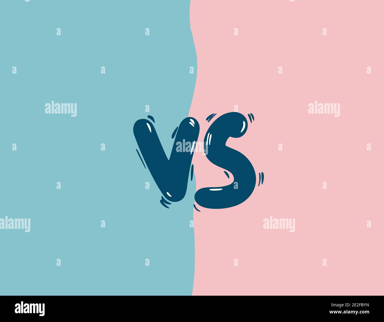 Competitors Lettering Blue Versus symbol with copy space. VS screen. Decorative battle cover with ...