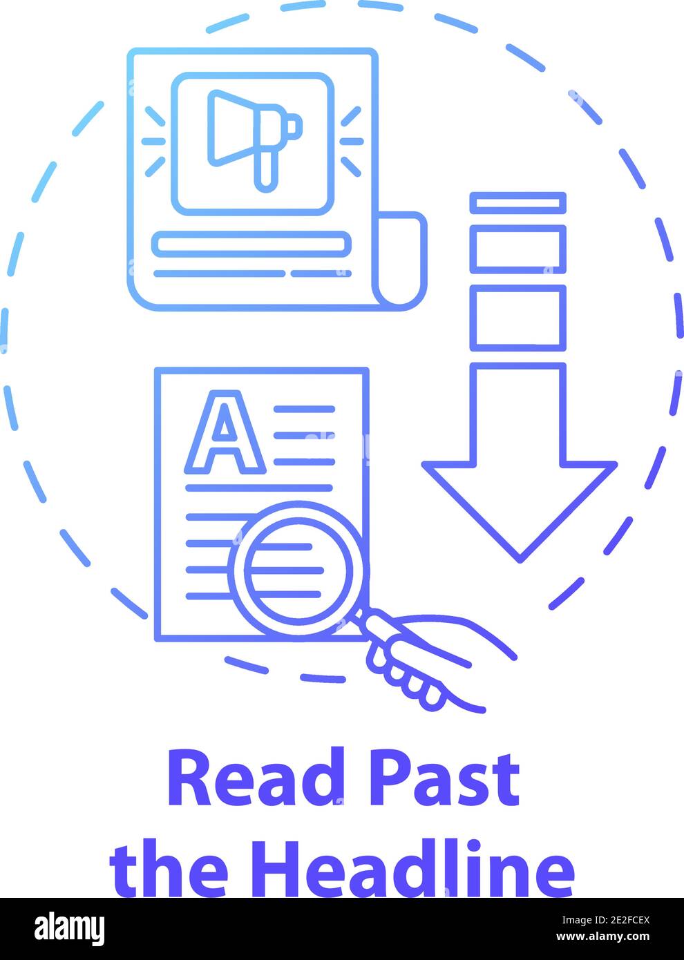 Reading past headline concept icon Stock Vector