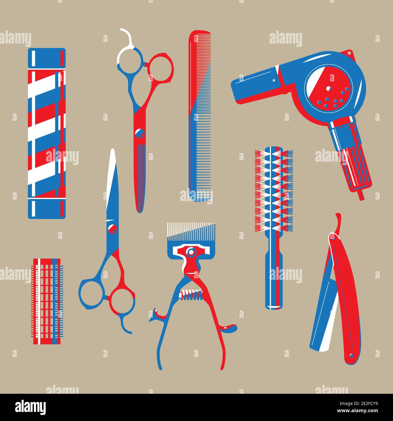 Graphic illustration of vintage barbershop items Stock Vector Image ...