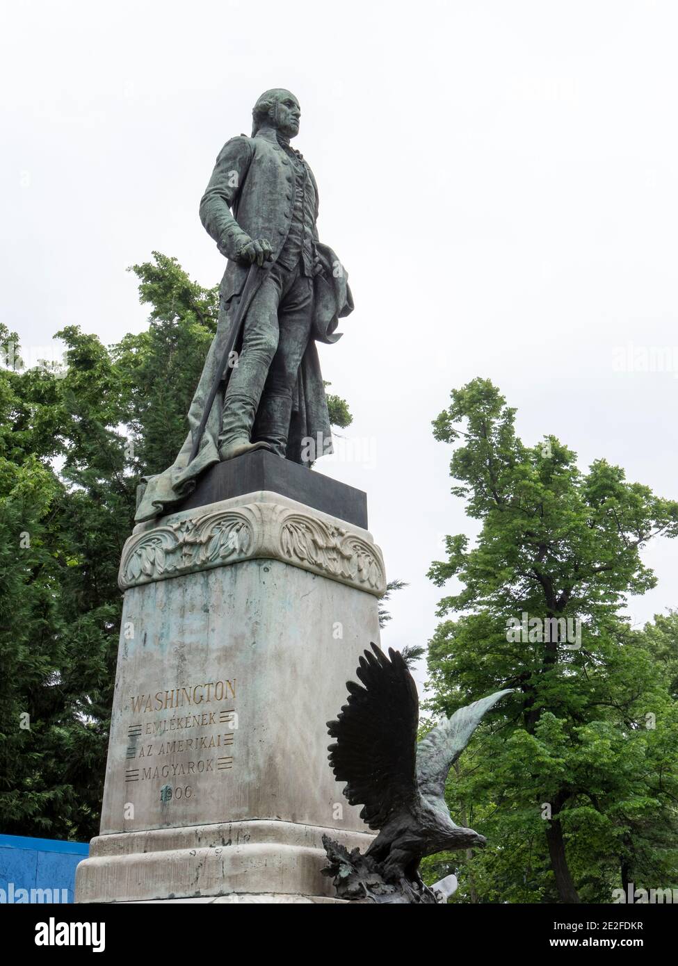 BUDAPEST, HUNGARY- MAY, 27, 2019: bronze statue of george washington at varosliget park Stock Photo