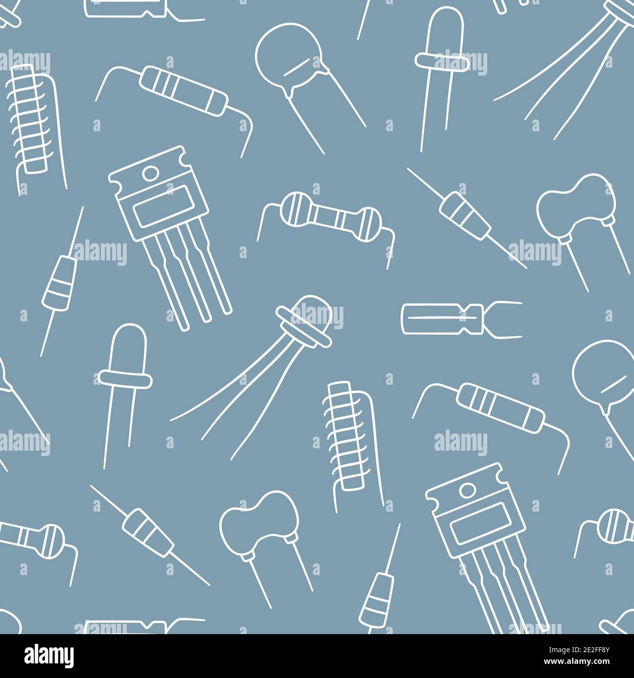Electrical components. Set of diode, transistor capacitor, resistor