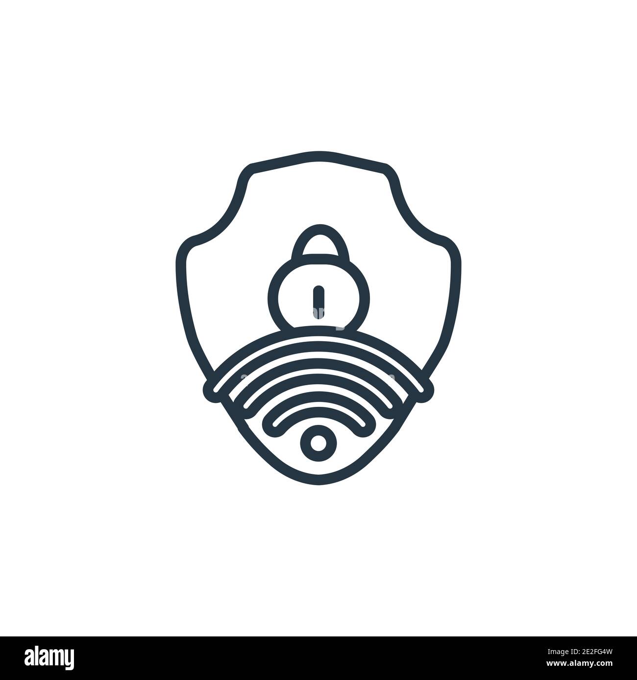 Wifi security outline vector icon. Thin line black wifi security icon, flat vector simple element illustration from editable internet security concept Stock Vector