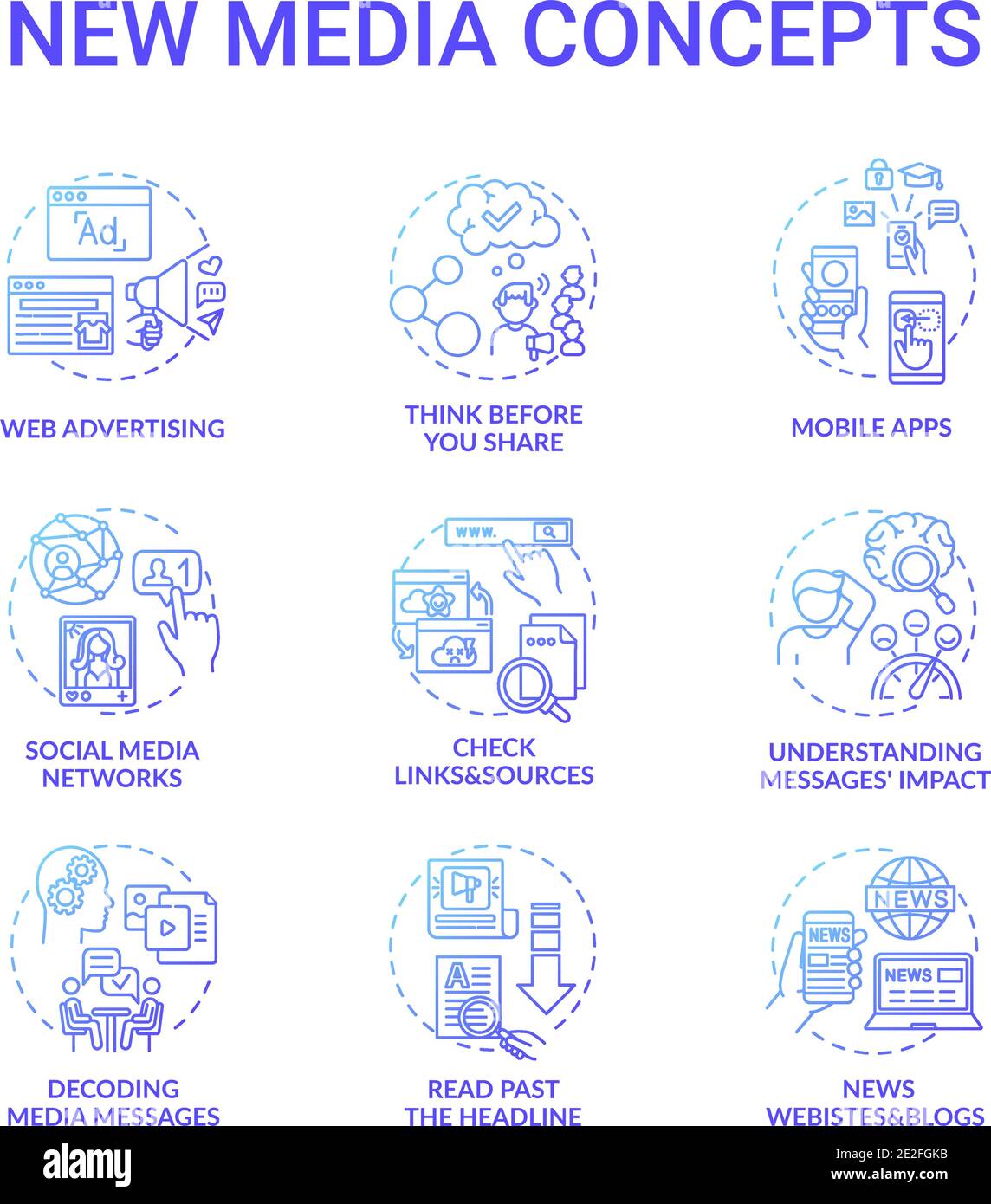 New media concept icons set Stock Vector