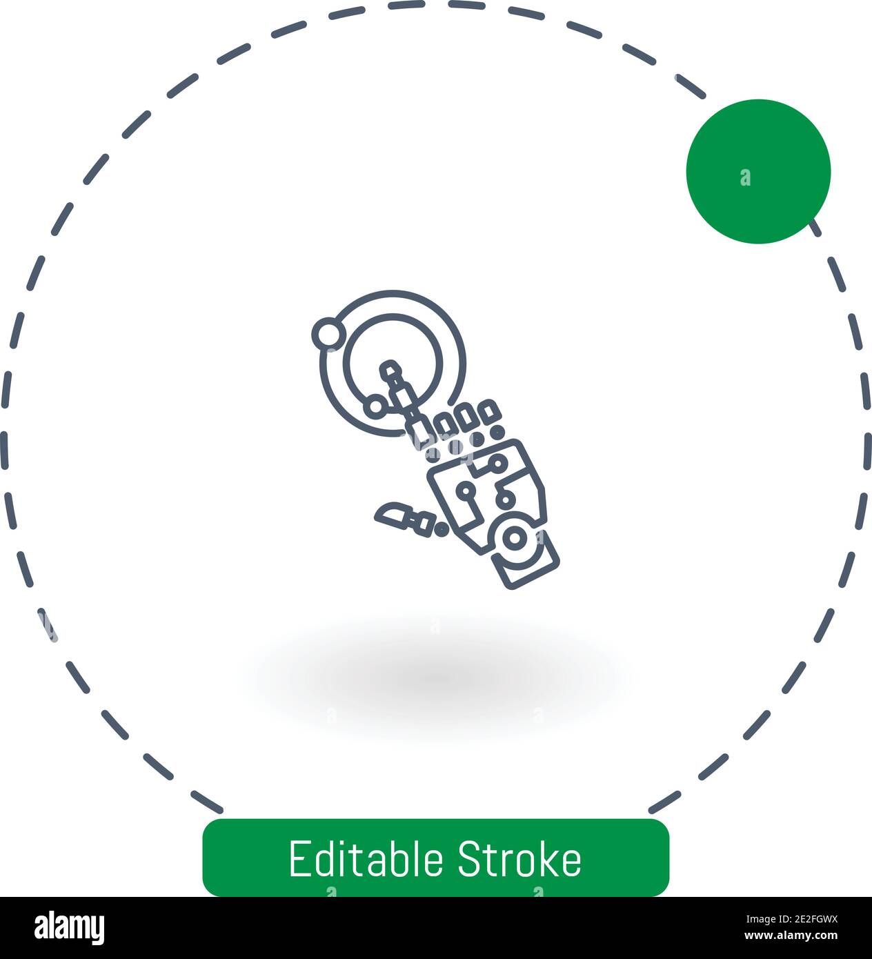 bionic arm vector icon editable stroke outline icons for web and mobile Stock Vector