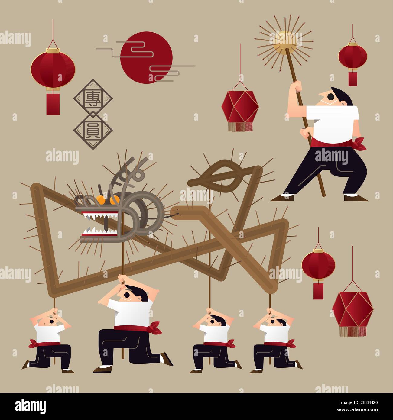 Fire dragon dance and hong kong Stock Vector Images - Alamy