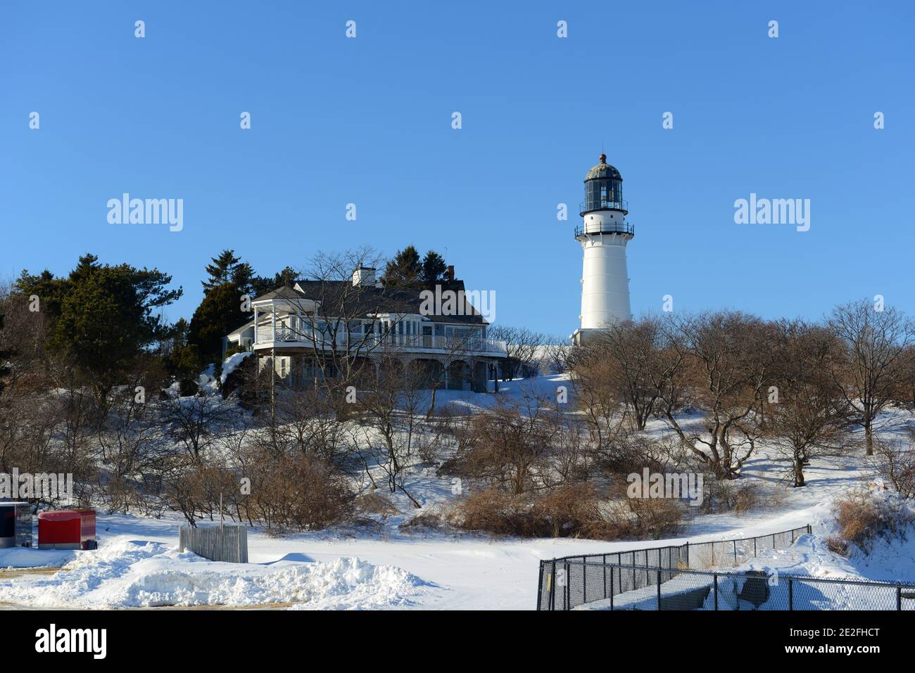 Cape Elizabeth Lighthouse, also known as Two Lights, located in Town of
