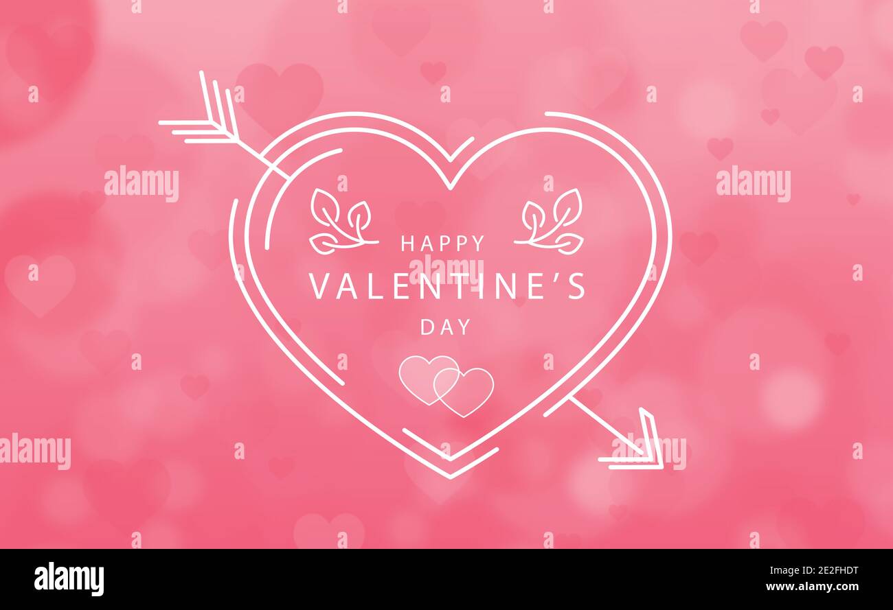 Red and pink bokeh background with hearts with a happy wish ...