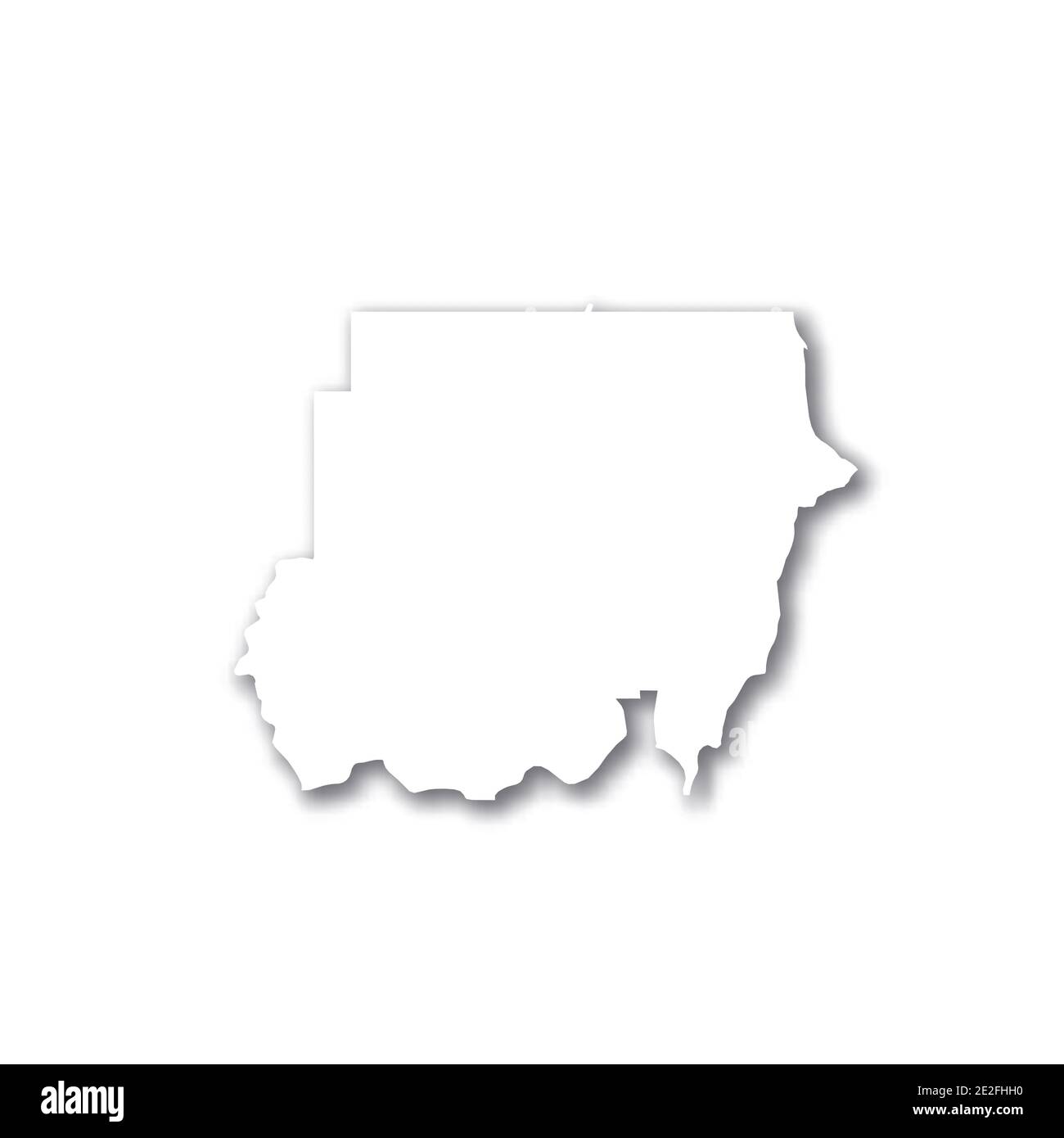 Sudan - white 3D silhouette map of country area with dropped shadow on ...