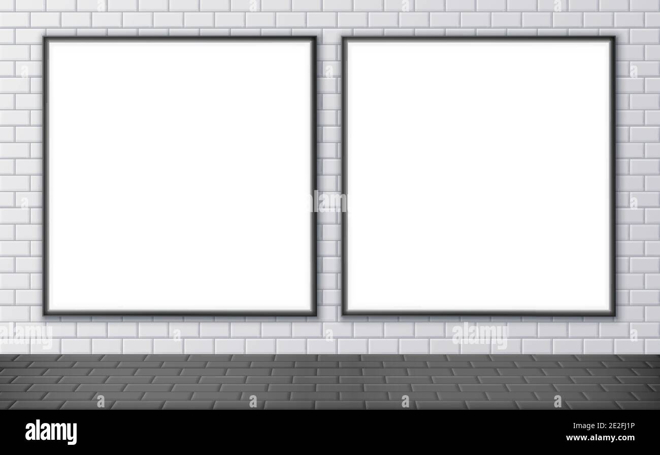Download Blank Advertising Billboard Mockup On A Subway Station Two Square Posters On A Street Wall Stock Vector Image Art Alamy
