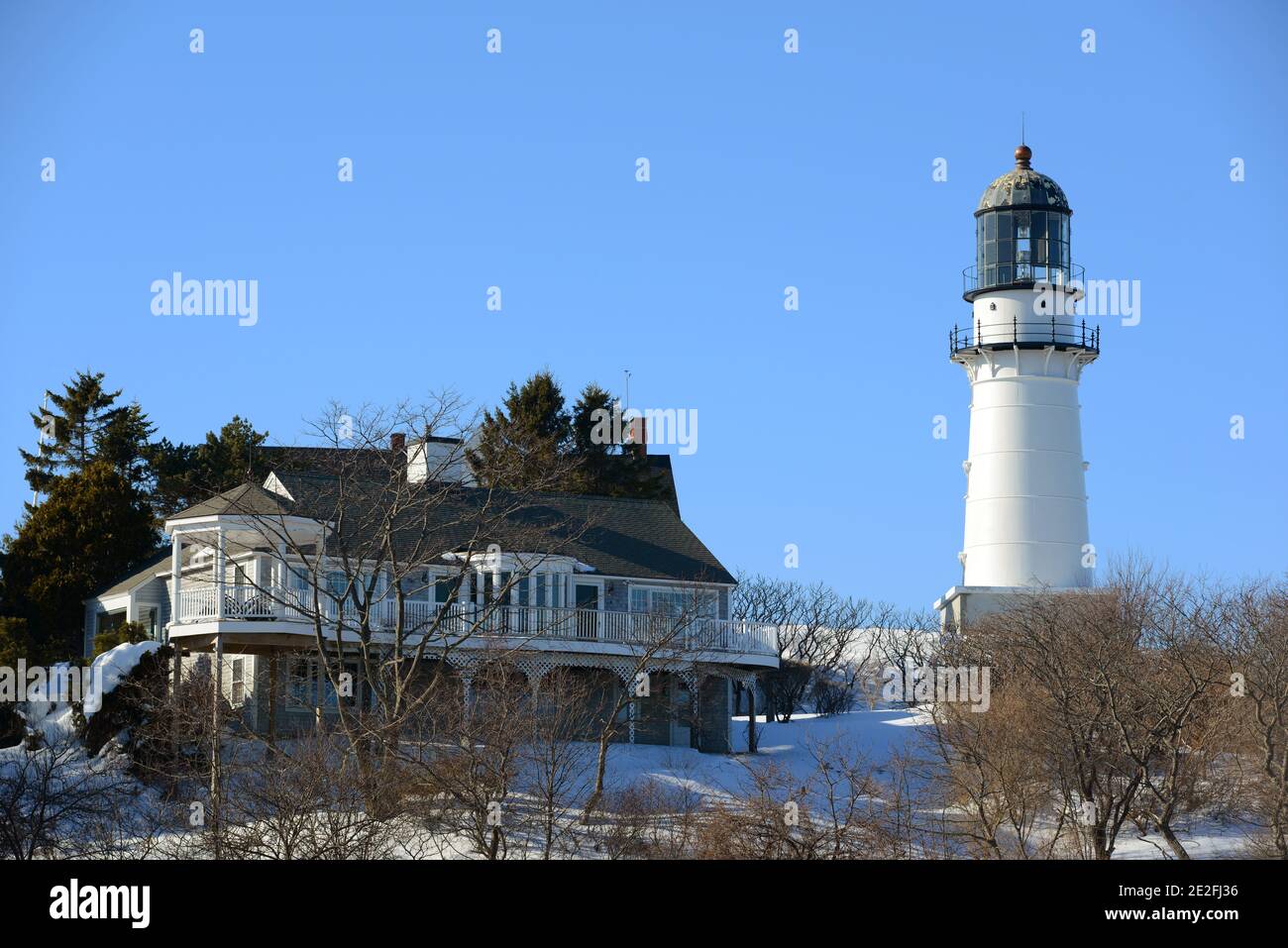 Cape Elizabeth Lighthouse, also known as Two Lights, located in Town of