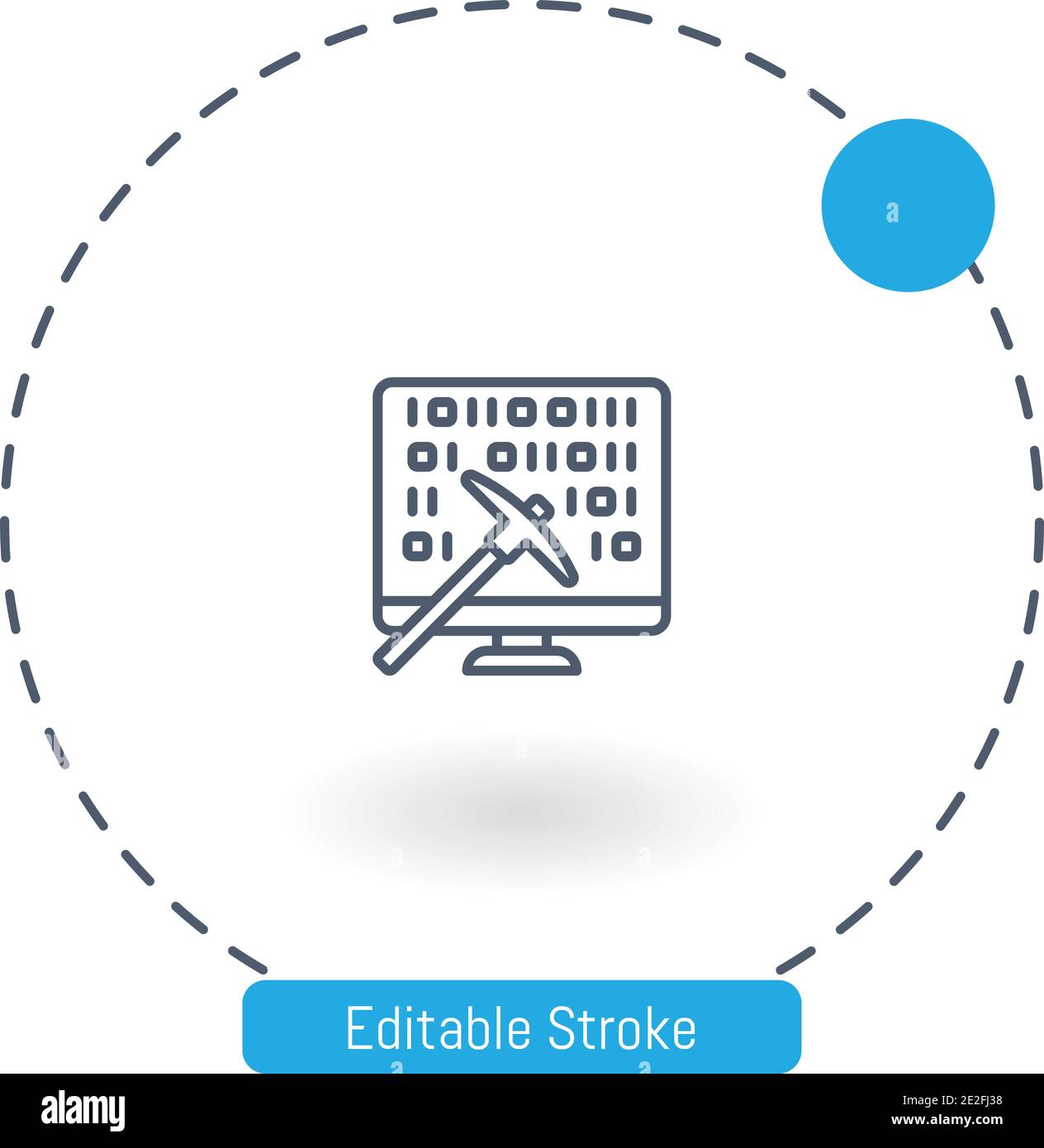 binary code vector icon editable stroke outline icons for web and mobile Stock Vector