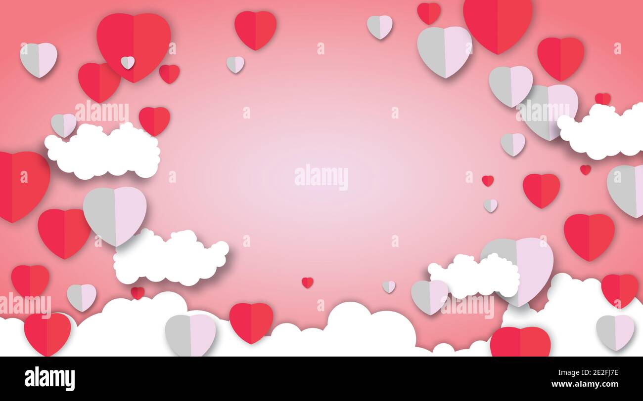 Valentines day vector paper with pink background. Heart design and ...
