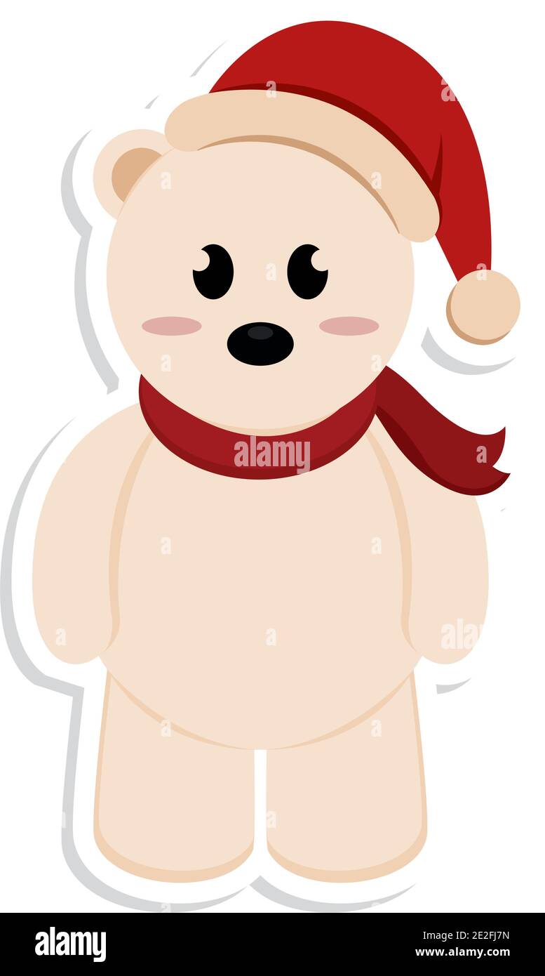 Isolated christmas polar bear. Christmas character - Vector Stock Vector