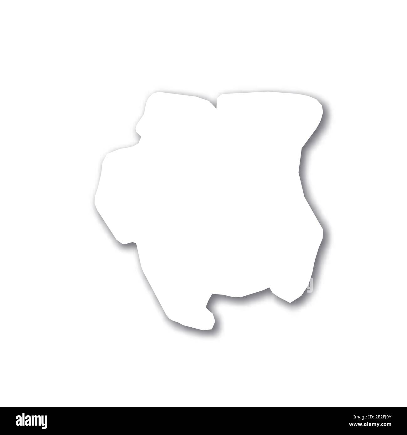 Surinam - white 3D silhouette map of country area with dropped shadow ...