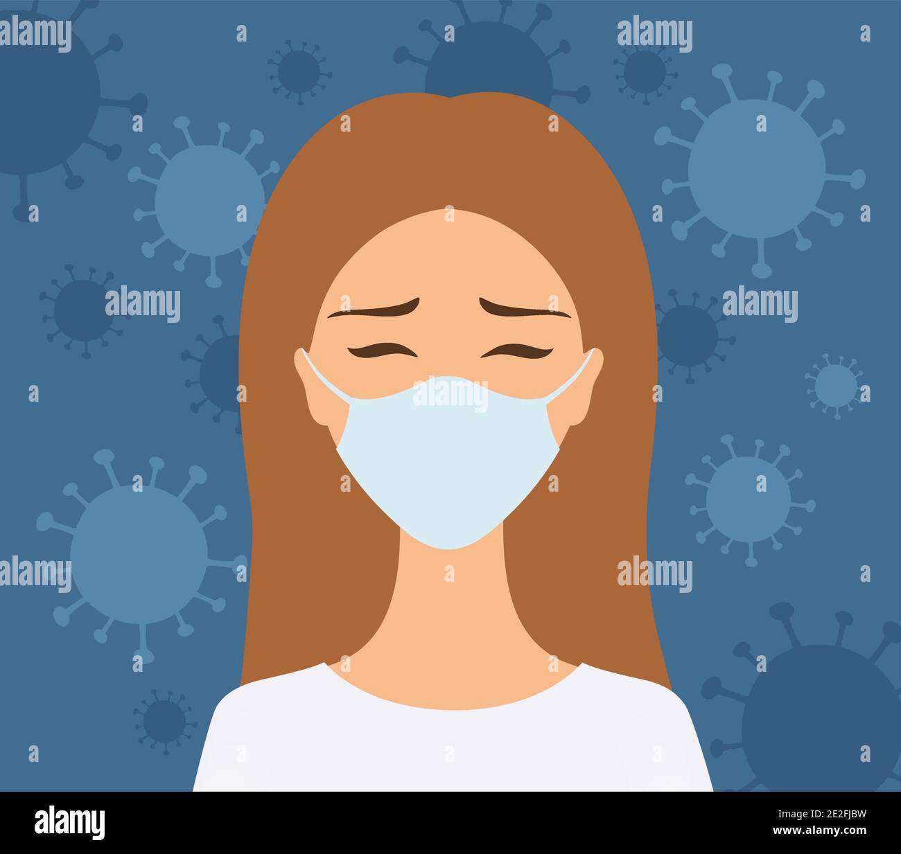 Portrait of a caucasian woman with a mask.  Stock Vector