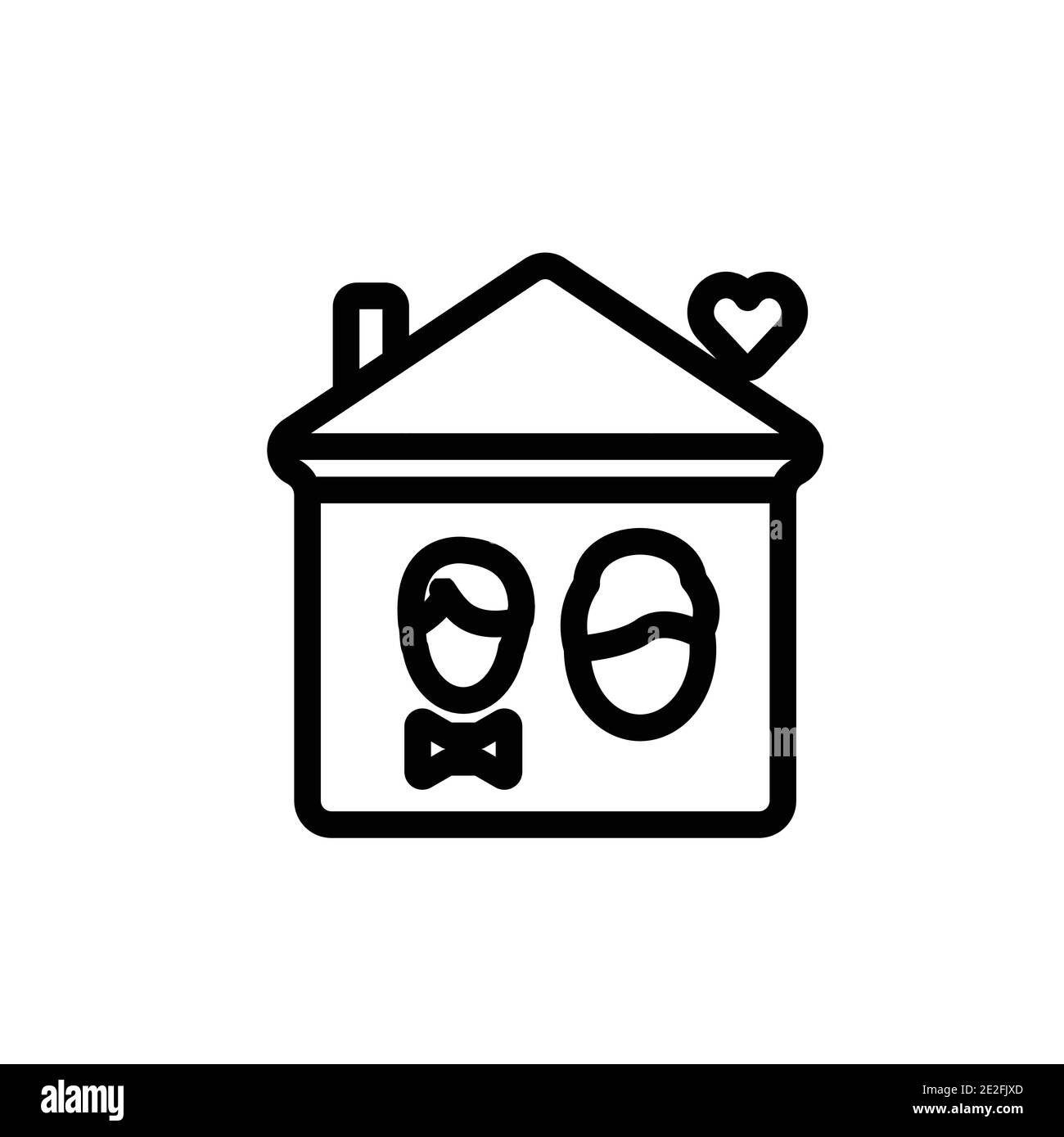 Newlyweds outline vector icon. Thin line black newlyweds icon, flat ...