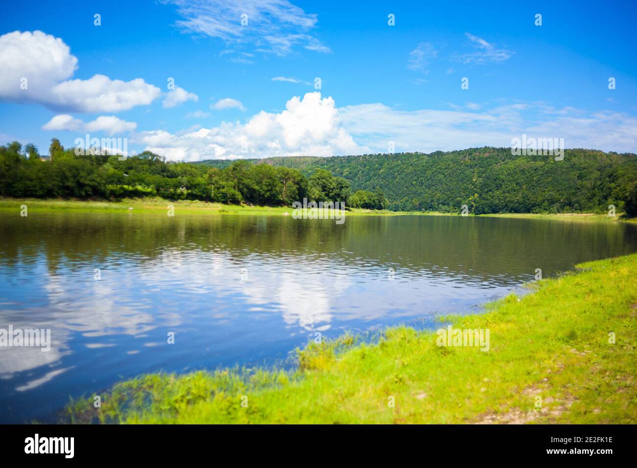 Beautiful view over the river Dniester on a sunny summer's day Stock Photo