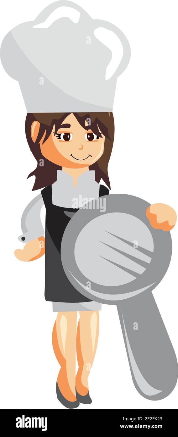 Chef Woman Character Bring Magnifying Creation Illustration Template 