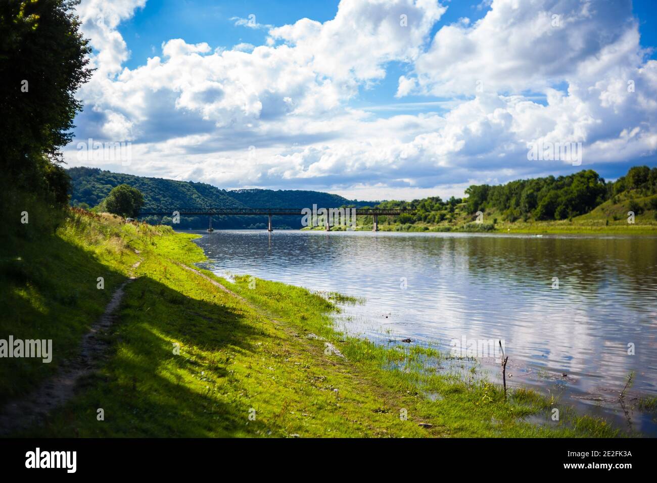 Beautiful view over the river Dniester on a sunny summer's day Stock Photo