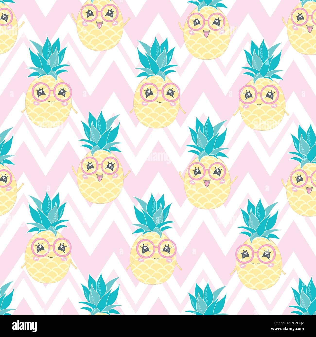 seamless pineapple, vector, illustration, pattern Stock Vector