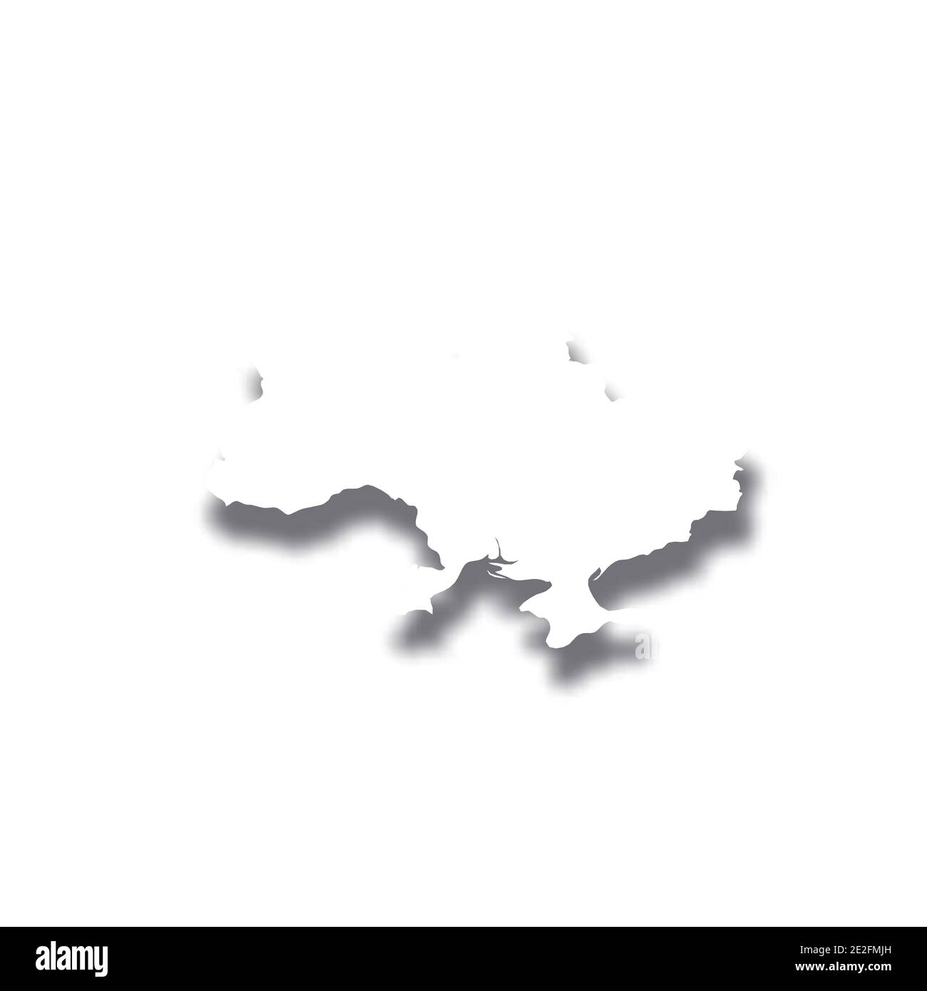 Ukraine - white 3D silhouette map of country area with dropped shadow ...