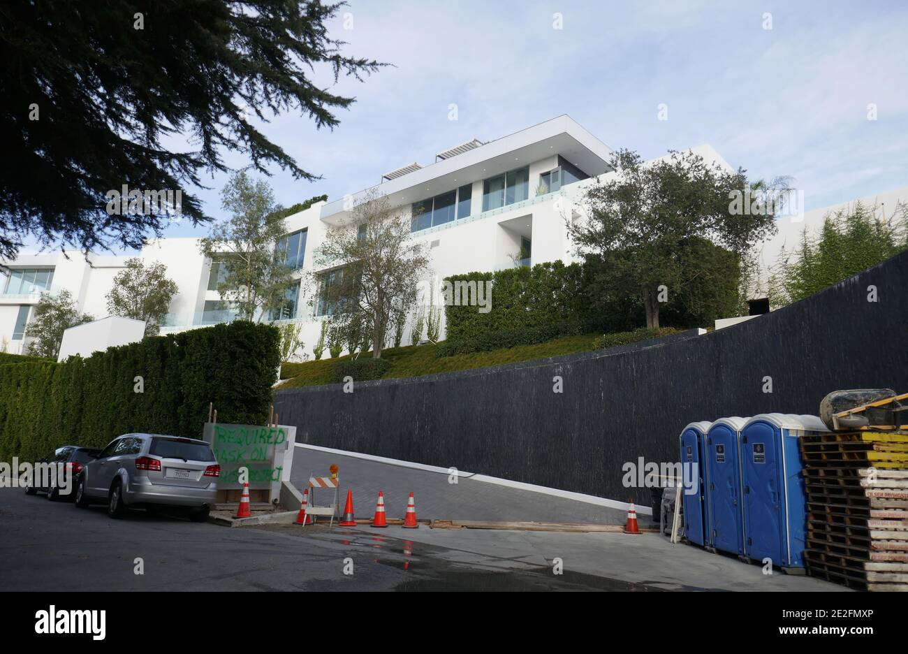 Los Angeles, California, USA 13th January 2021 A general view of atmosphere of Americas Most Expensive Home, The One, quarter mile long, largest in world, with 21 bedrooms, 42 bathrooms, 30 car showroom, five swimming pools four lane bowling alley, 30 seat movie theater, hair and beauty salon and a putting green located at 944 Airole Way on January 13, 2021 in Los Angeles, California, USA. Photo by Barry King/Alamy Stock Photo Stock Photo