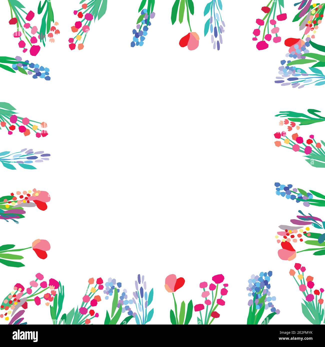 Vector floral frame. Abstract flowers on white background Stock Vector ...
