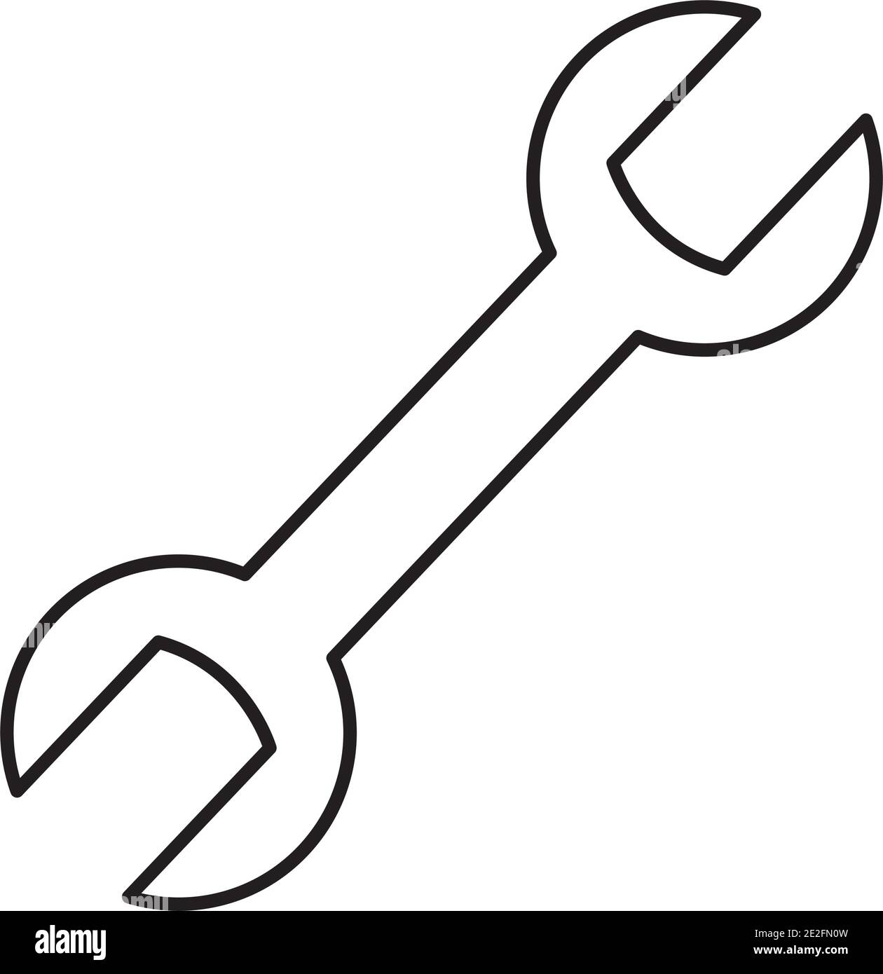 wrench tool icon over white background, line style, vector illustration ...