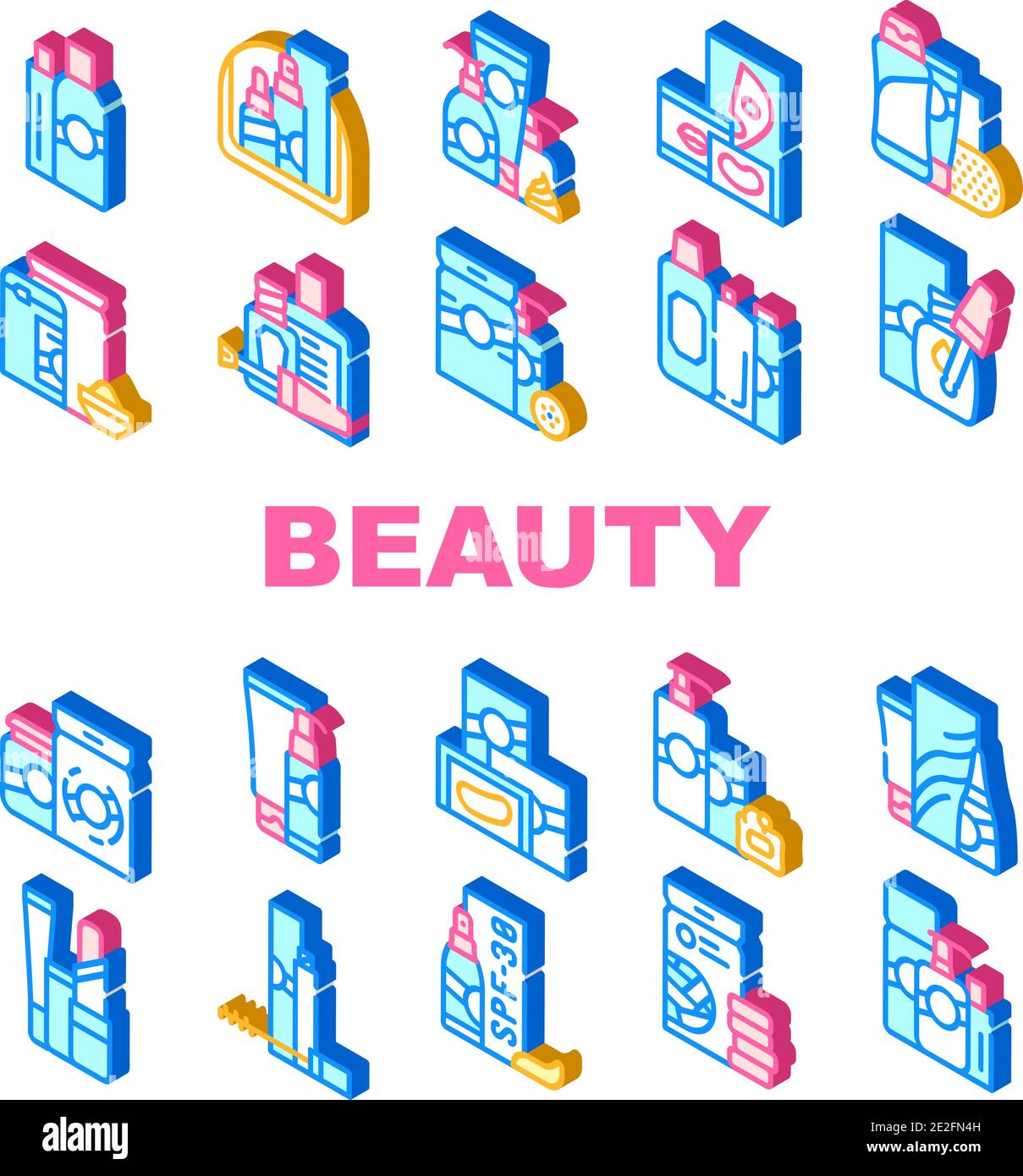 Beauty Products Makeup Collection Icons Set Vector Stock Vector Image ...