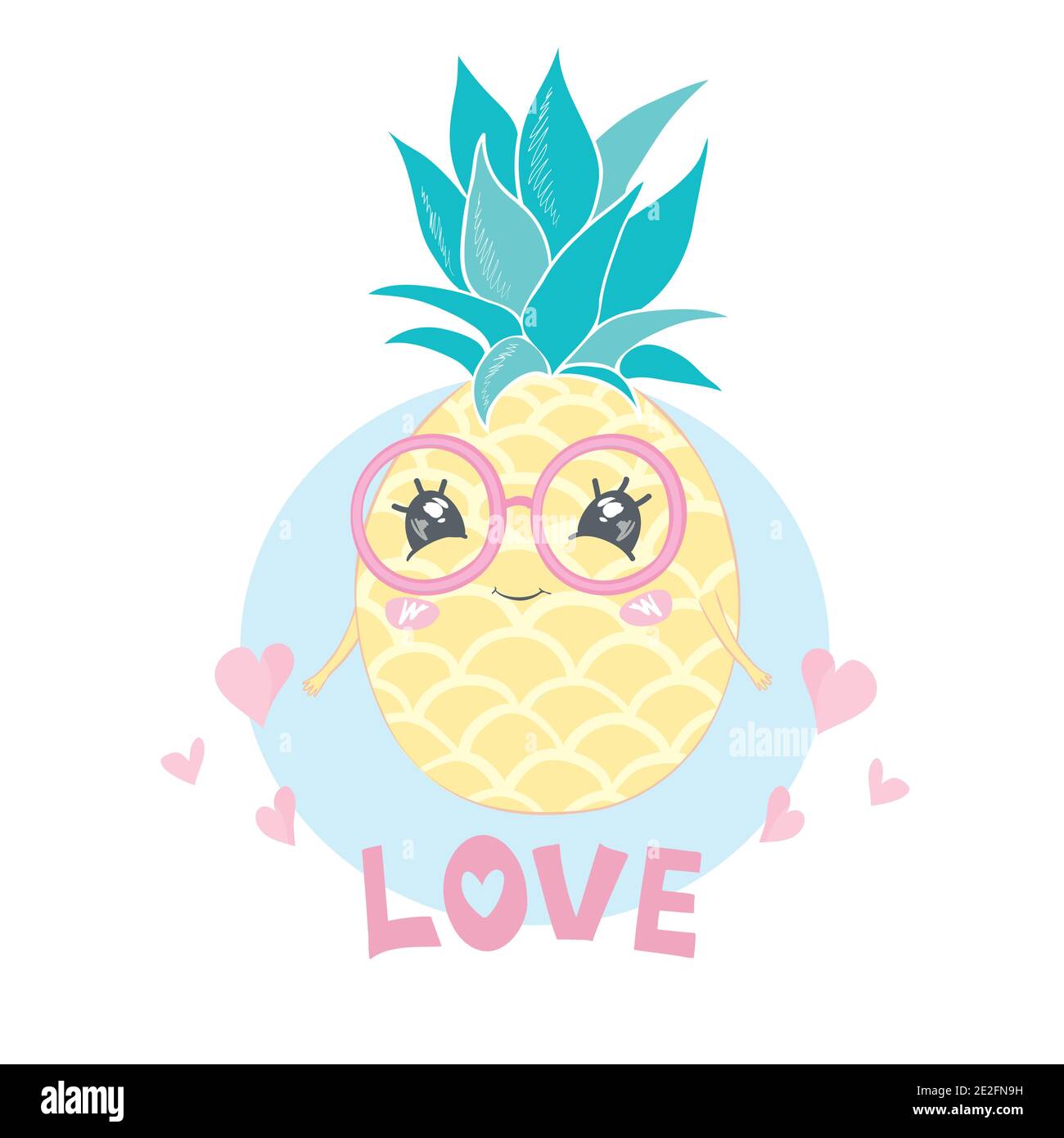 Cute vector pineapple illustration. Cartoon funny graphic food ...