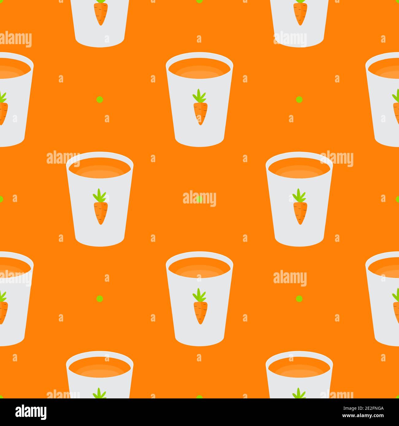 Vitamin Carrot Juice Glass Cup Simple Seamless Pattern Background. Vector Illustration Stock Vector