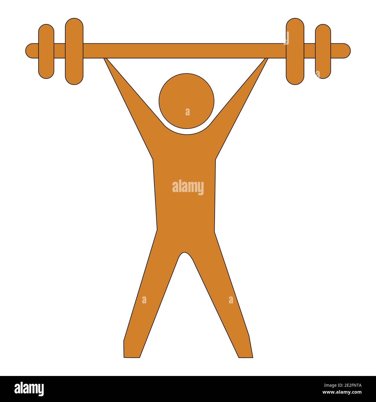 Brown vector illustration of a man lifting bar weight Stock Vector