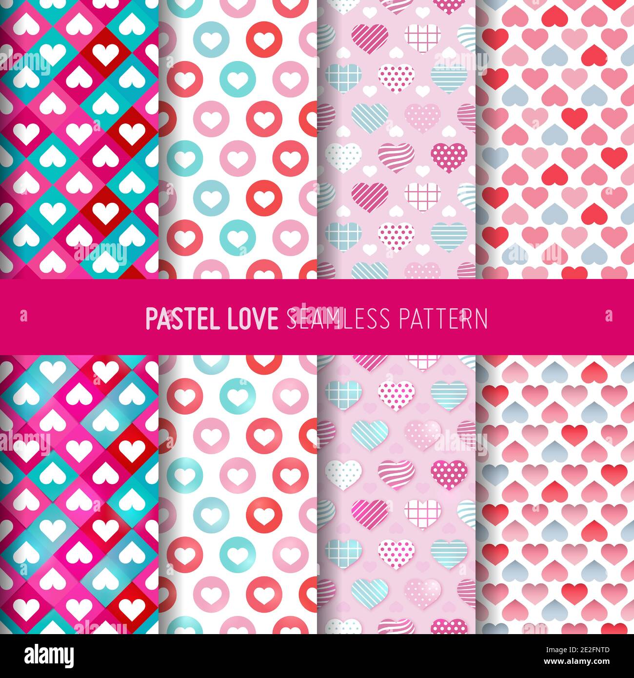 Love symbol seamless pattern. Valentine's day gift wrap paper and  pastel background. Stock Vector