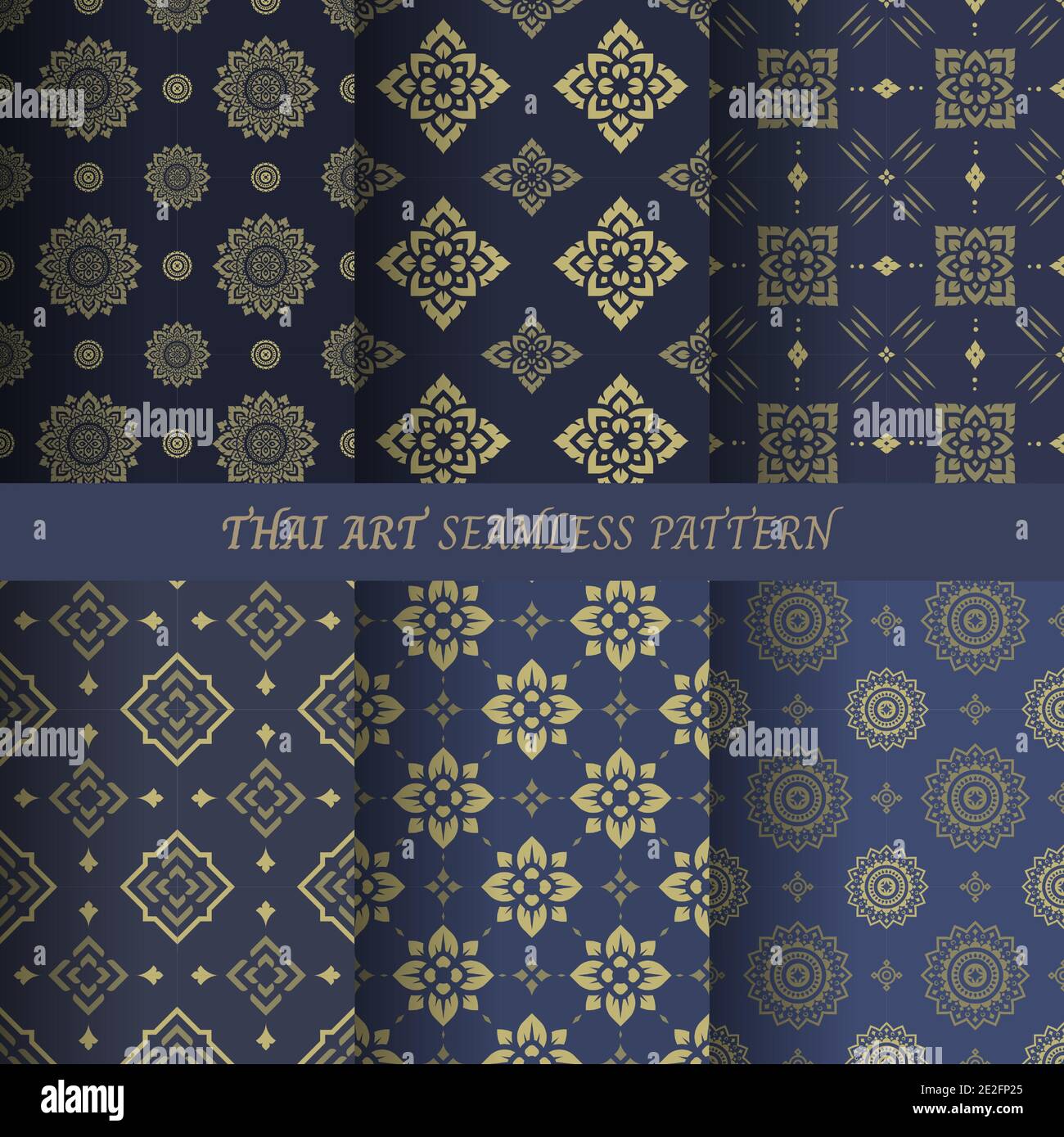 Thai flower pattern seamless wallpaper vector illustration. Stock Vector