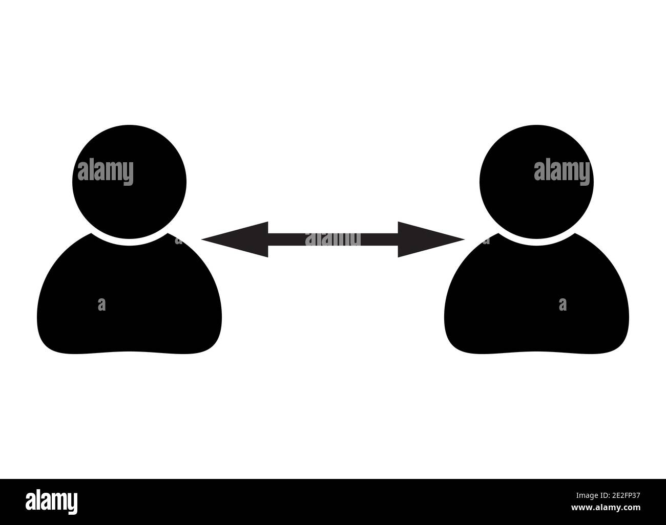 Social distance symbol. Black icon of corona virus prevention. Keep phisical distancing against covid-19. Vector infographic with human body isolated Stock Vector