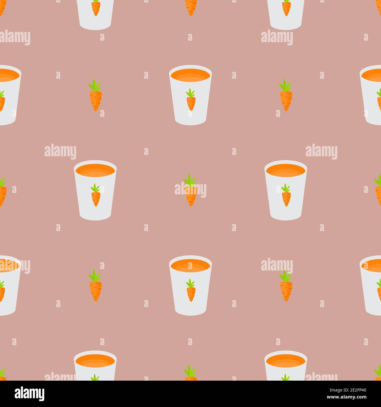 Vitamin Carrot Juice Glass Cup Simple Seamless Pattern Background. Vector Illustration Stock Vector