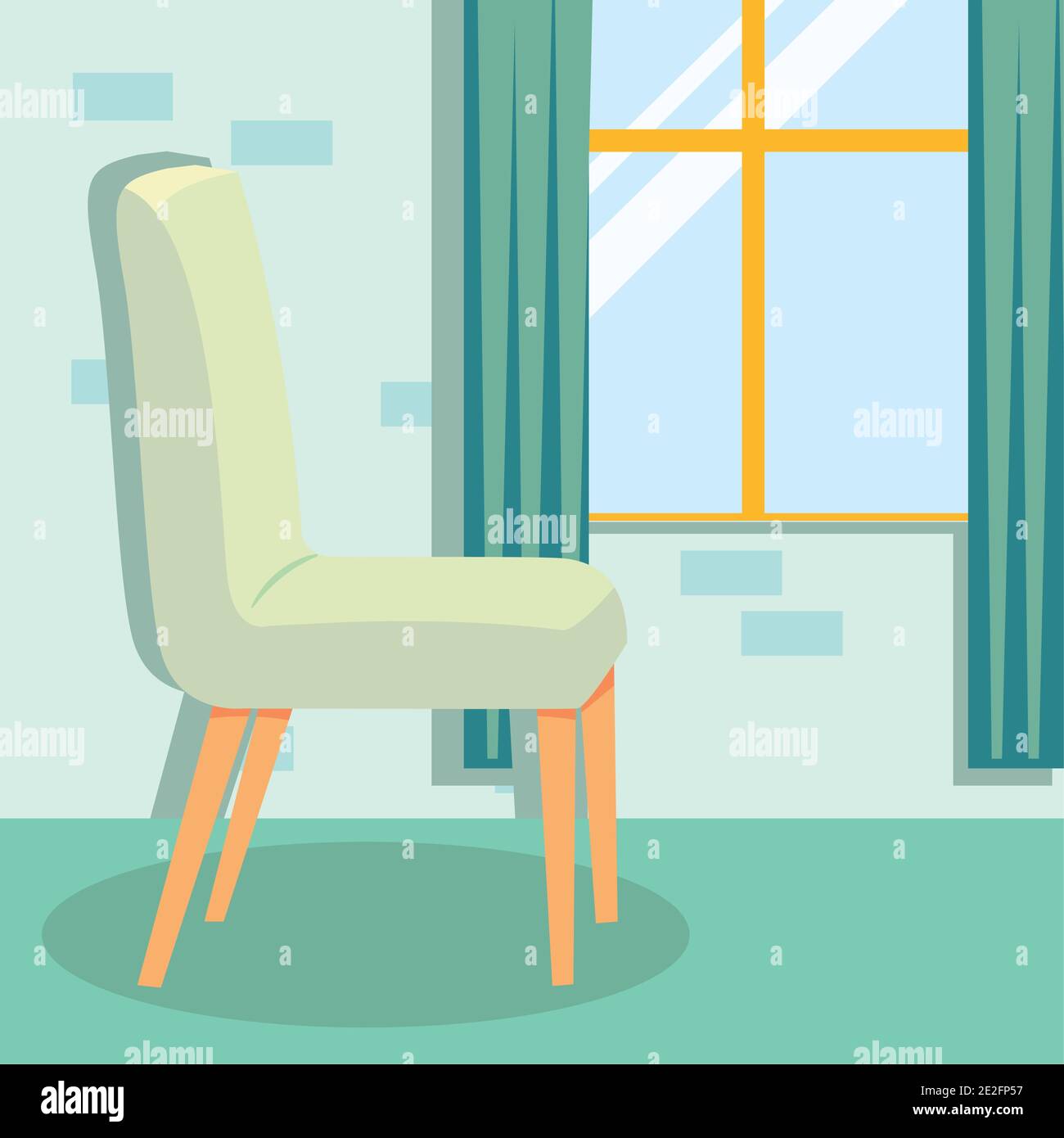 home white chair and window design, room and decoration theme Vector ...
