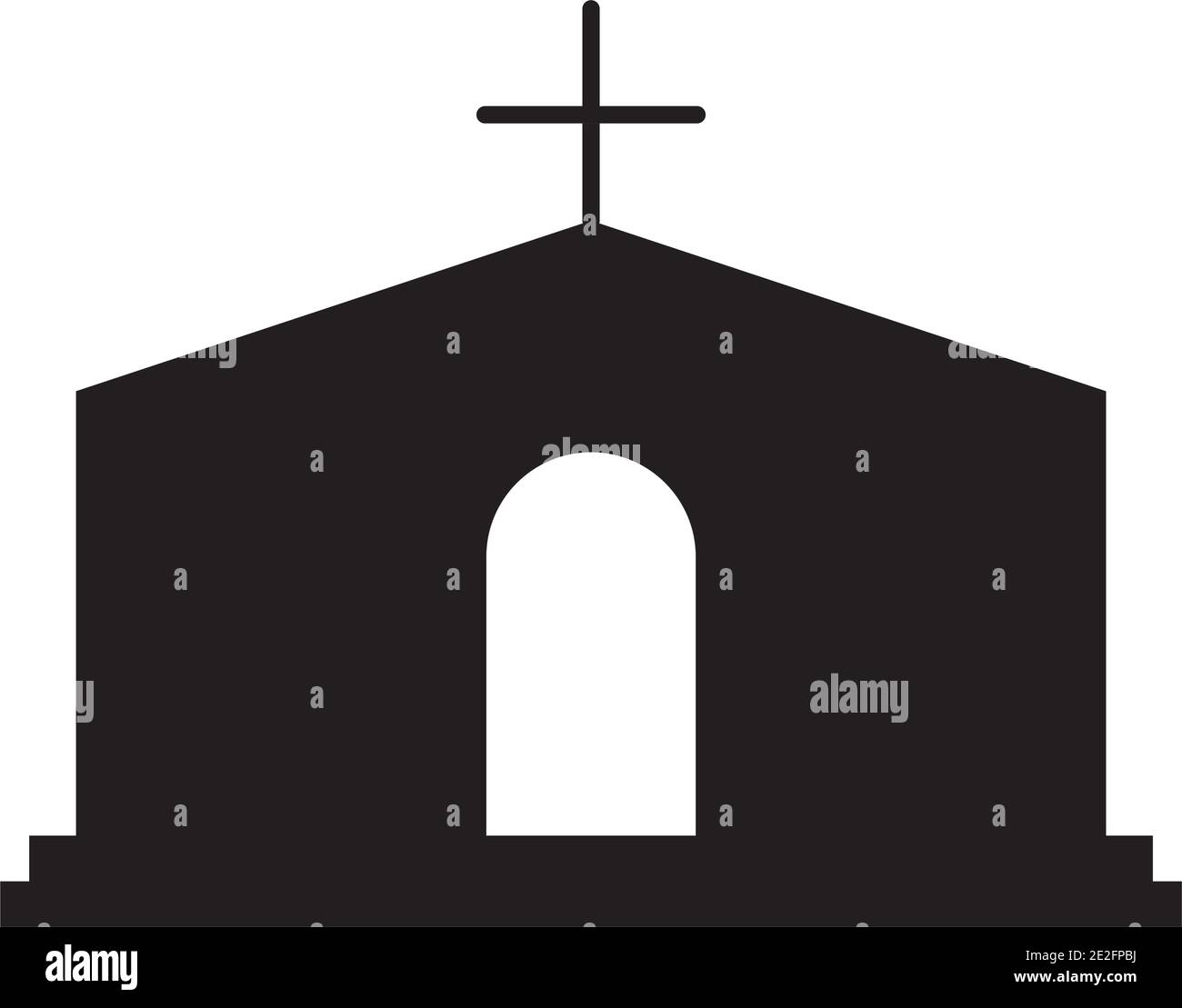 church building icon over white background, silhouette style, vector illustration Stock Vector