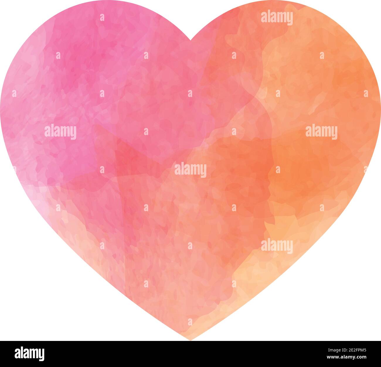Pink heart with watercolor texture design. Simple flat vector ...