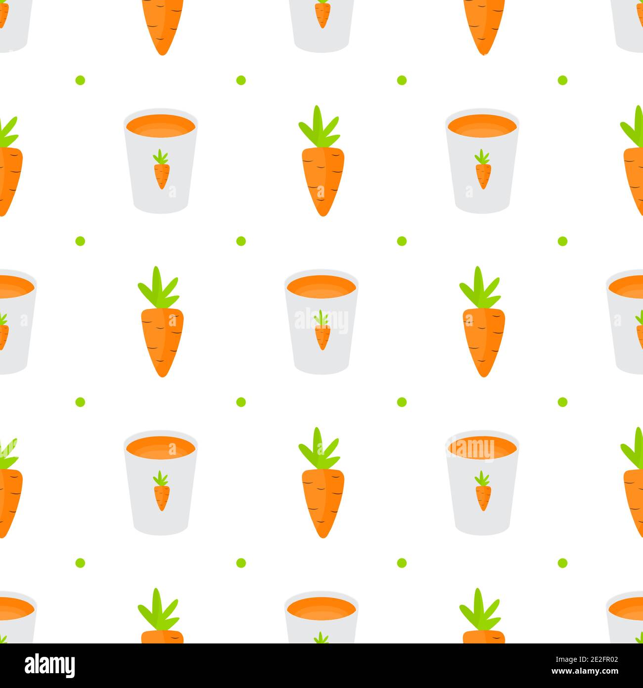 Vitamin Carrot Juice Glass Cup Simple Seamless Pattern Background. Vector Illustration Stock Vector