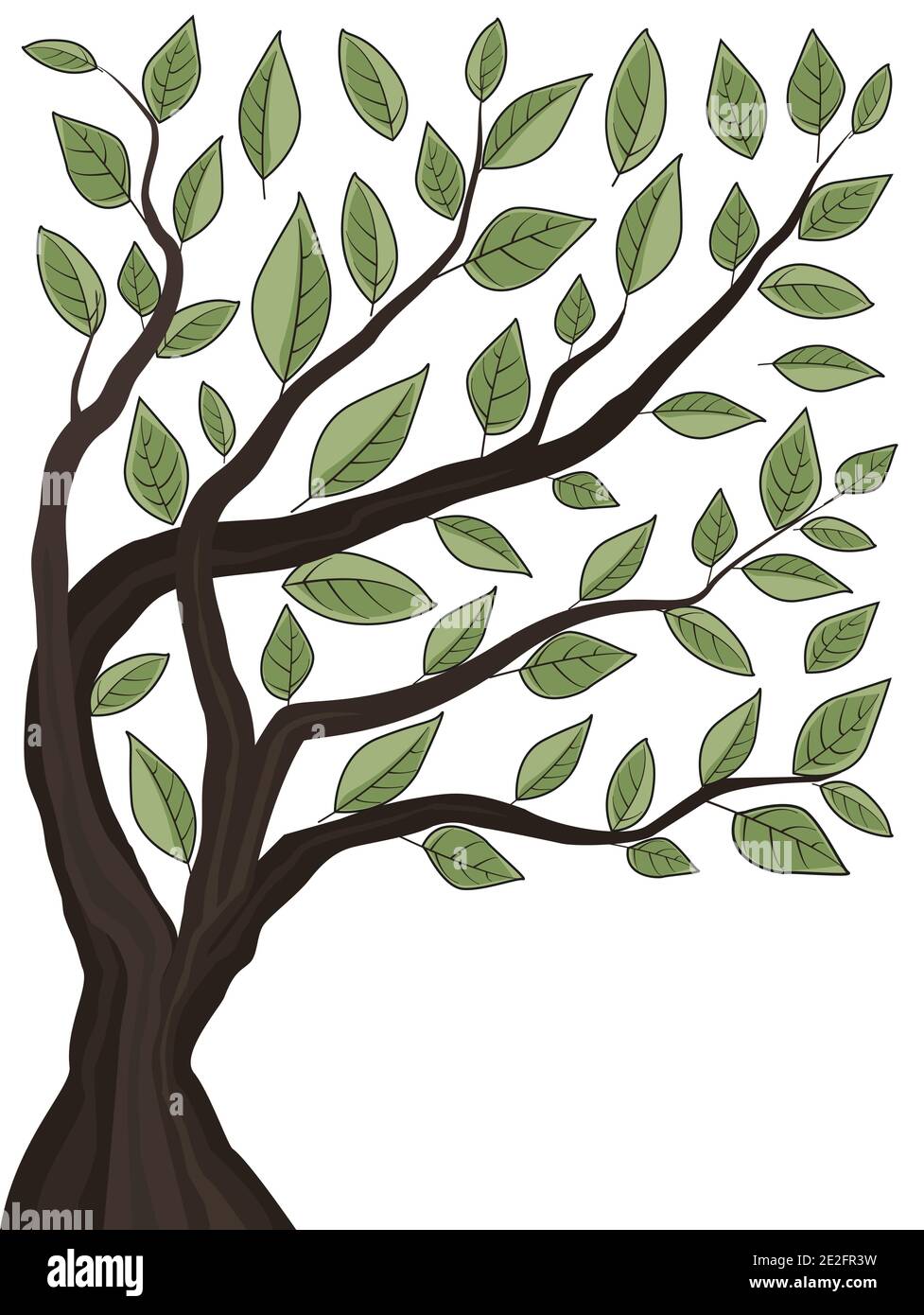 Vector illustration of tree. Tree background with green leaves Stock ...