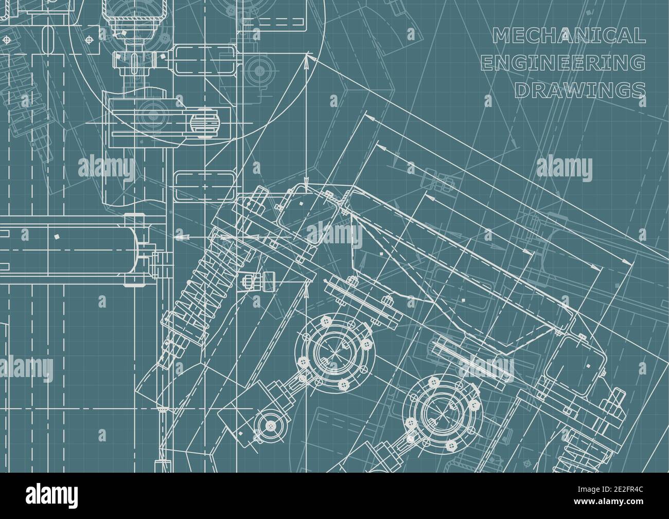 Machine-building industry. Instrument-making drawings. Corporate Identity. Technical illustrations Stock Vector
