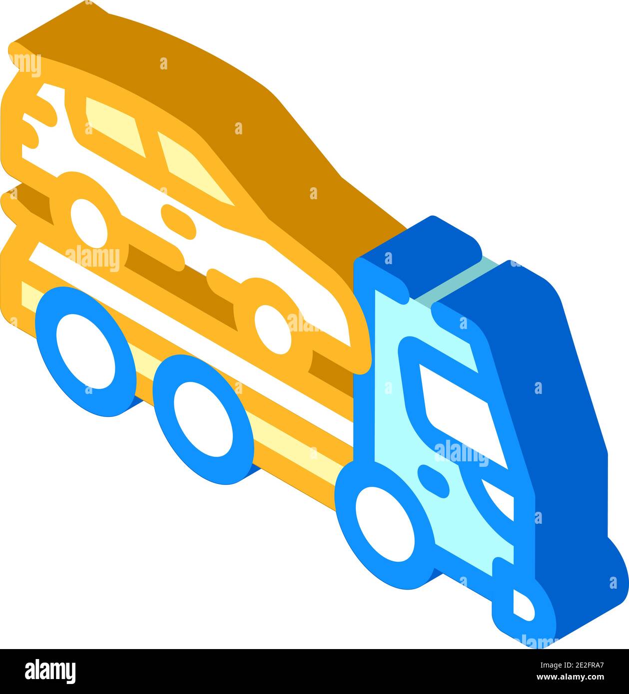tow truck transportation electric car isometric icon vector illustration Stock Vector
