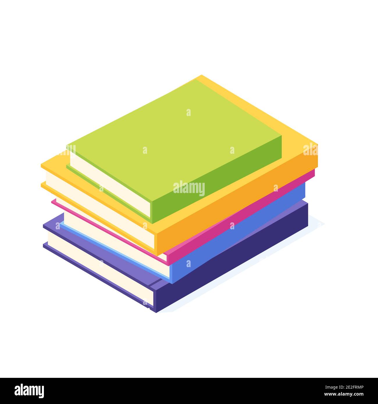 Stack of lying paper book with hard cover isometric. Stock Vector