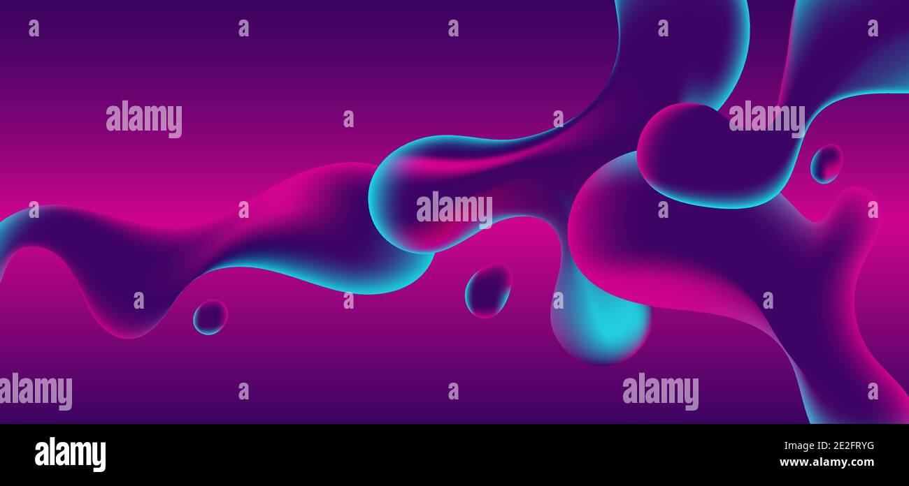 Abstract blue, pink and purple gradient color liquid wavy shapes ...