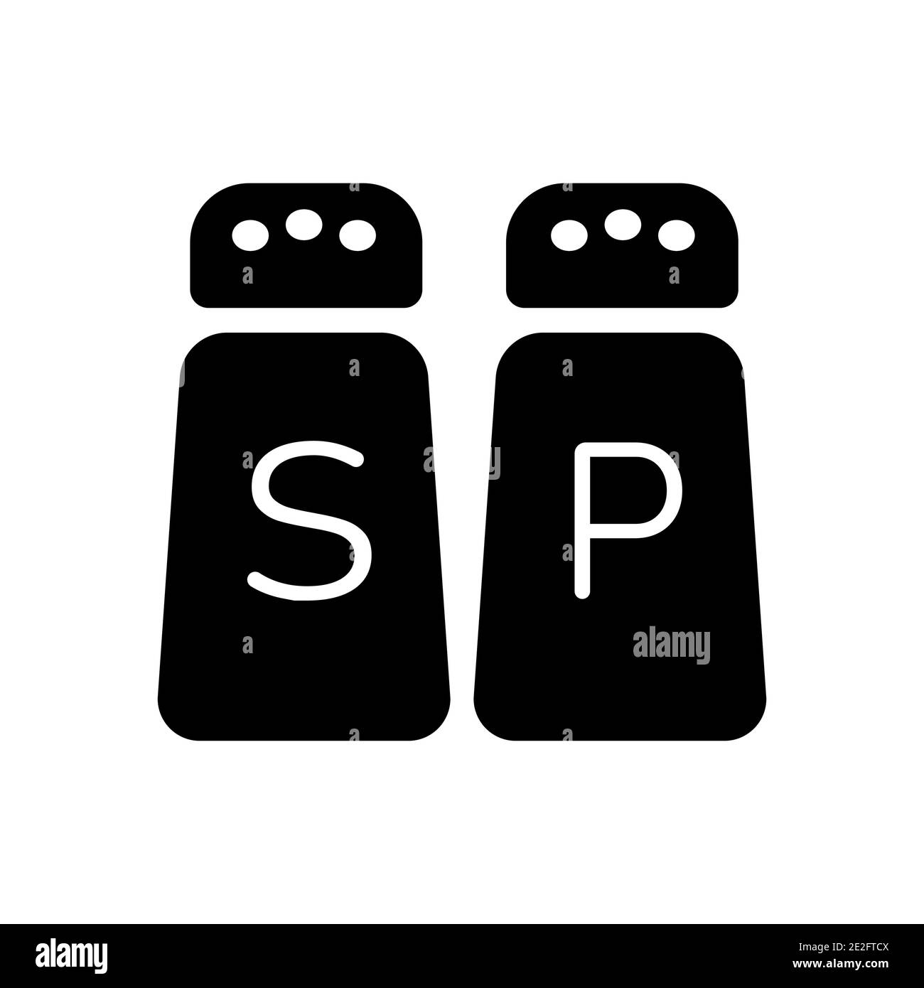 Salt and pepper condiment shakers vector glyph icon. Graph symbol for