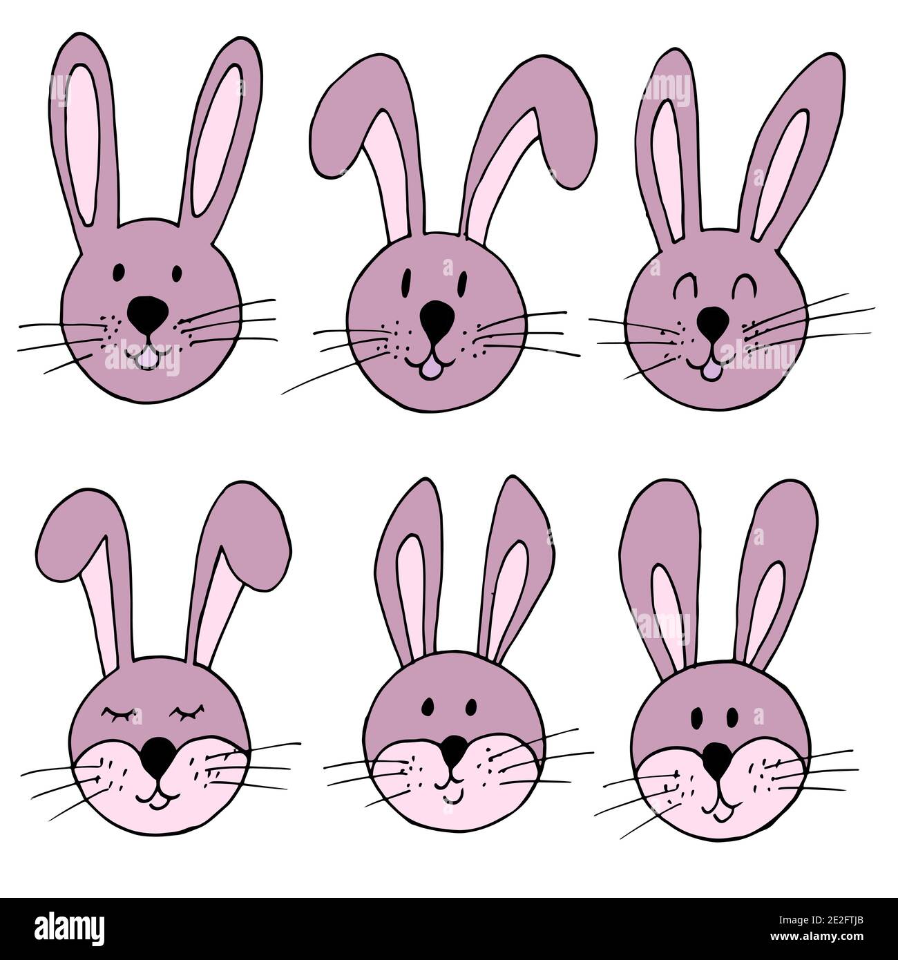 Easter illustration. Happy Easter. Set of cute drawings, Easter bunny