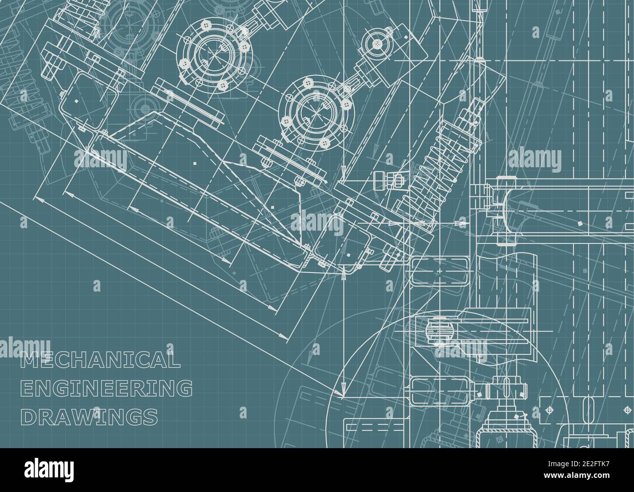 Machine-building industry. Instrument-making Corporate Identity. Technical illustrations, background Stock Vector