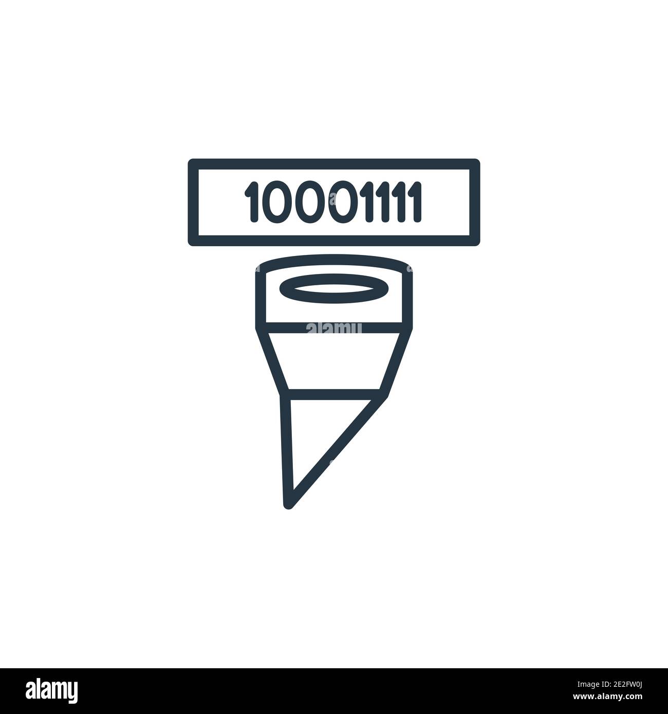 Funneling data outline vector icon. Thin line black funneling data icon, flat vector simple element illustration from editable analytics concept isola Stock Vector