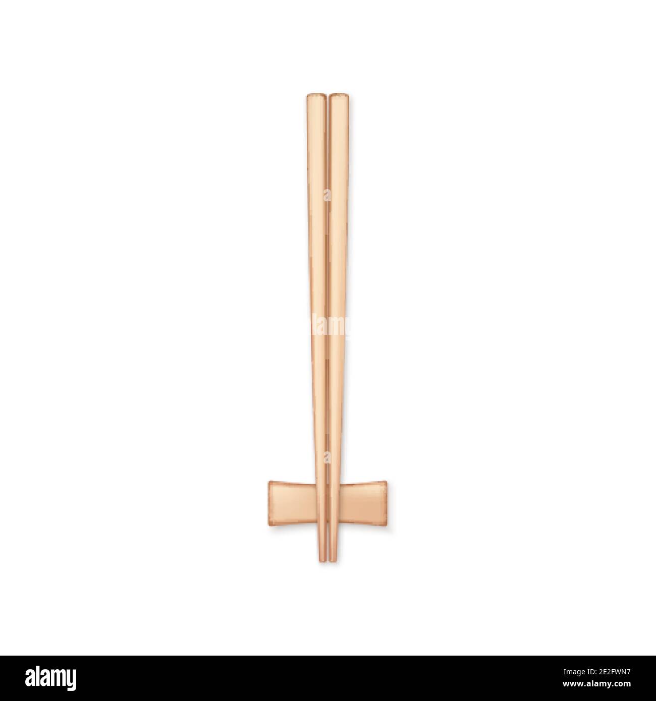 Realistic wooden chopsticks. Chopstick element Asian or oriental traditional culture. Vector isolated on white Stock Vector